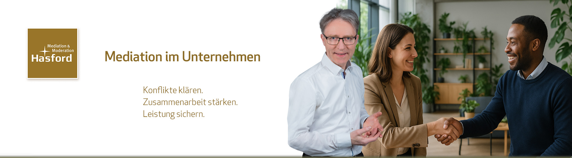 Mediation im Unternehmen – Mediation im Unternehmen, Gesellschafter‑Mediation, Konfliktmanagement‑System, Strategie‑Moderation, Erste Hilfe im Konflikt