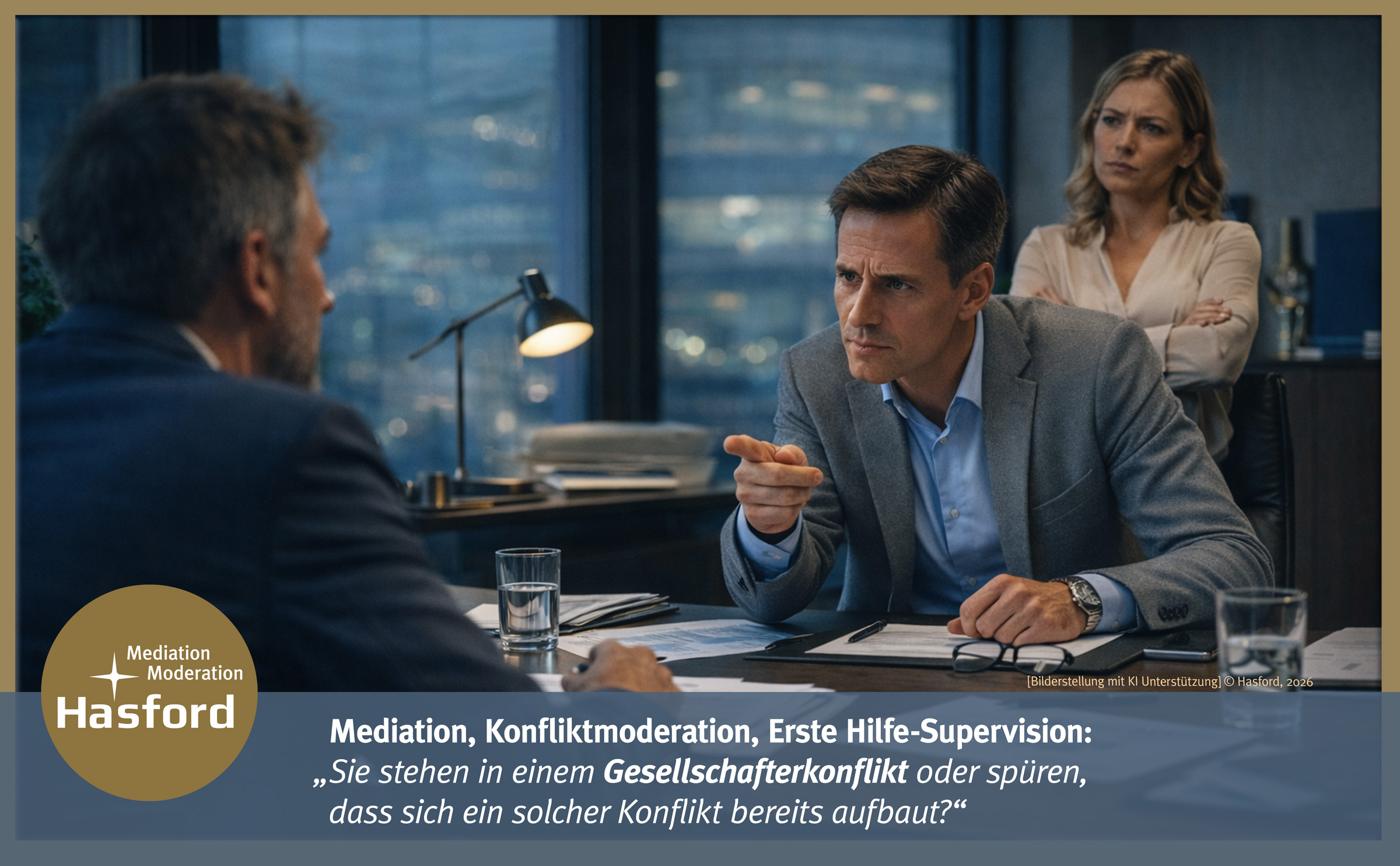 Mediation, : „Sie stehen in einem Gesellschafterkonflikt oder spüren, dass sich ein solcher Konflikt bereits aufbaut?“