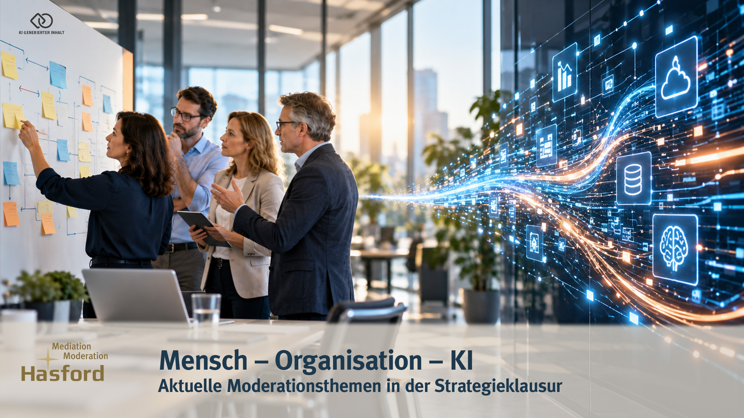 Technische Möglichkeiten werden wirtschaftlich relevant, wenn Prozesse, Verantwortung und Zusammenarbeit darauf abgestimmt werden. KI verändert Wertschöpfung, Verantwortung und Kundenbeziehungen. Strategiemoderator Ralf Hasford arbeitet mit Geschäftsführungen und Führungskreisen heraus, welche organisatorischen Veränderungen notwendig sind – und bereitet Ziele, Prioritäten, Budgets und Umsetzungsaufträge vor.